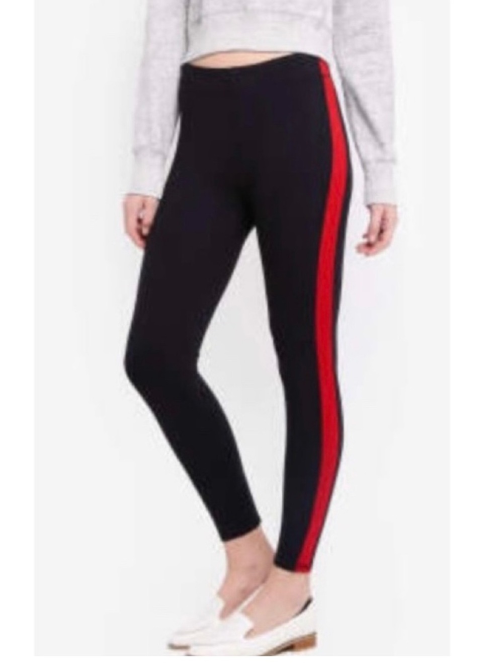 Abercrombie & Fitch Women's Black Leggings with Red Side Stripe